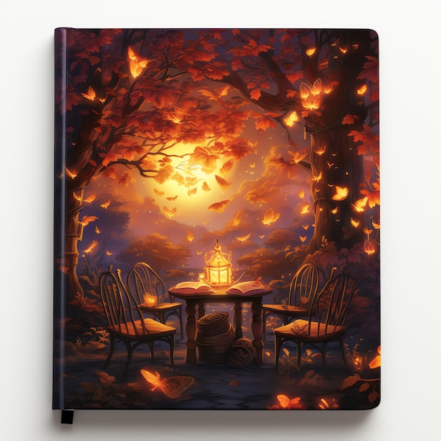 Fireside Fantasy Librería de tapa dura fantasía otoño con hermoso día de libro de luz