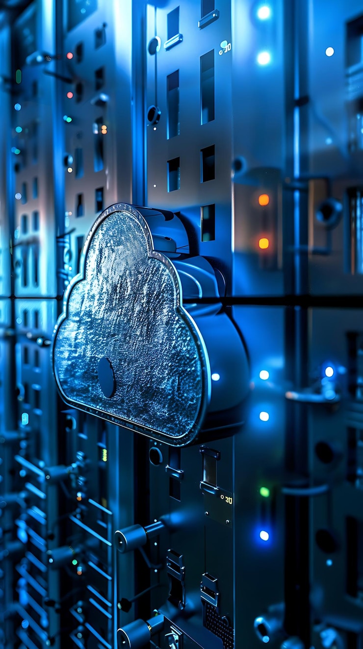 Foto firewalls y encriptación que protegen la seguridad de los servicios en la nube