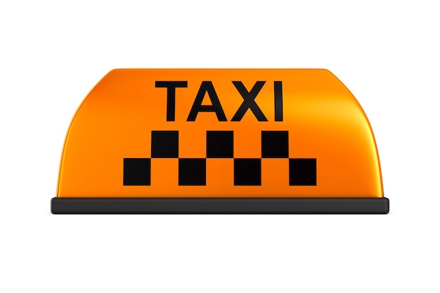 Foto firmar taxi en un espacio en blanco. imagen 3d aislada