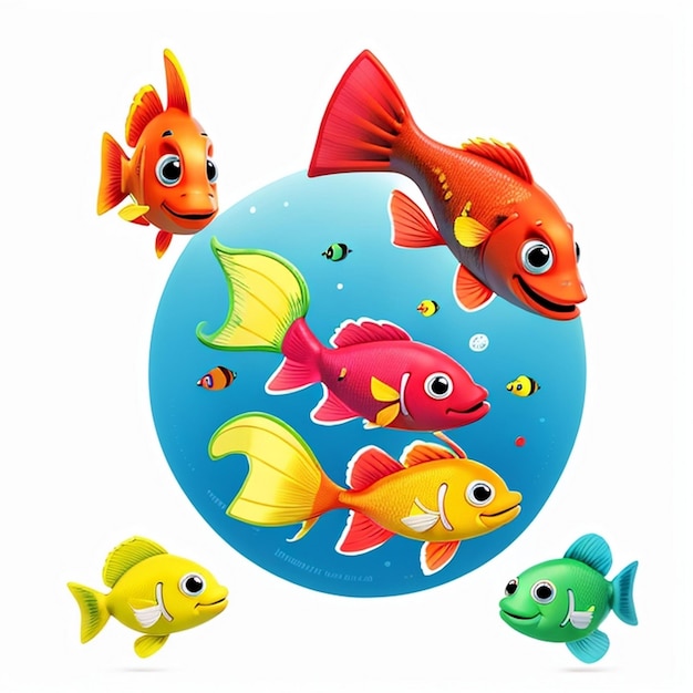 Fisch 2D flache Illustration T-Shirt-Design Nur weiter schwimmen