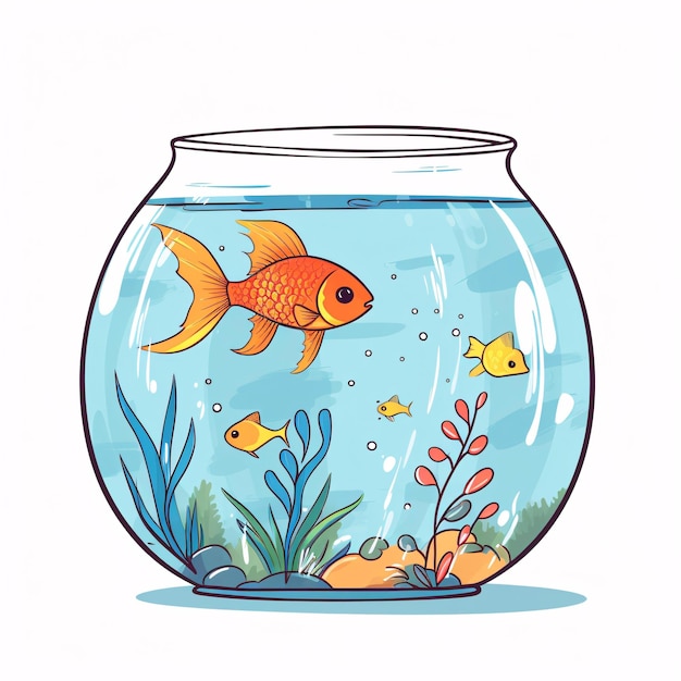 Fisch schwimmen in Glas Fisch Tank Illustration Aquarium Indoor Fischzucht Konzept Illustration