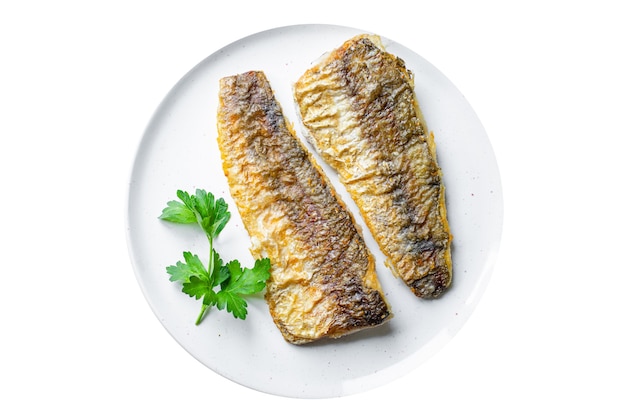 Fisch Seehecht gebraten frische Meeresfrüchte zweiten Gang Grill pescetarian Diät