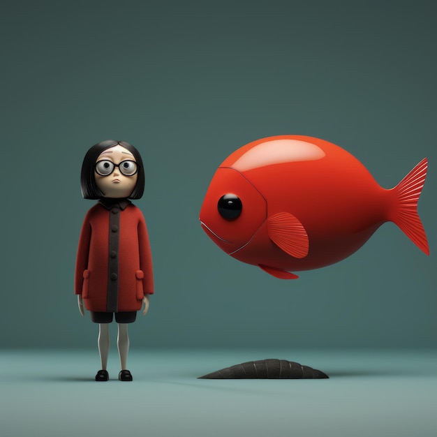 Fisch und Margaret Eine minimalistische 3D-Charakterstudie