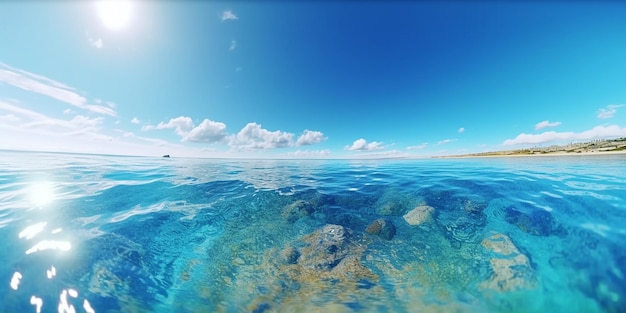 Foto fischaugenansicht des ozeans im sommer