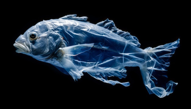 Fische aus Plastiktüten schwimmen im Ozean Concept of Oceans Meeresverschmutzung durch Plastik