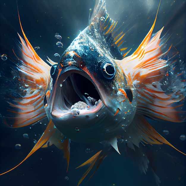 Fische im Wasser 3D-Illustration Unterwasserwelt