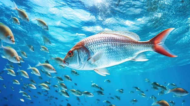 Fische in Flüssen und Meeren unter Wasser generative KI