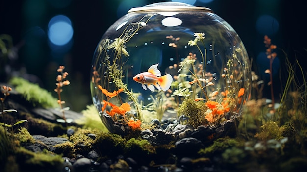 Foto fische schwimmen in einem glasaquarium