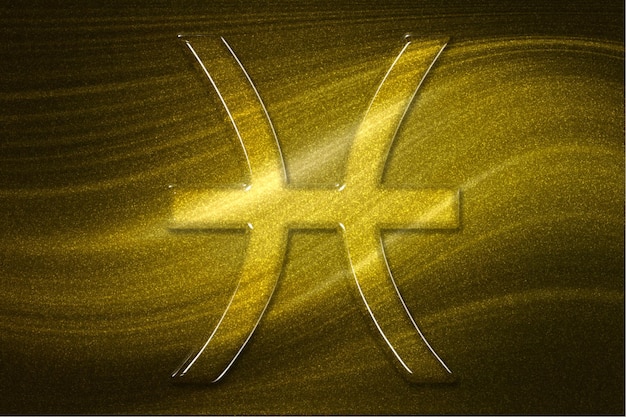 Fische Sternzeichen, goldener Hintergrund, Horoskop Astrologie Hintergrund, Fische Horoskop Symbol, goldenes Horoskop