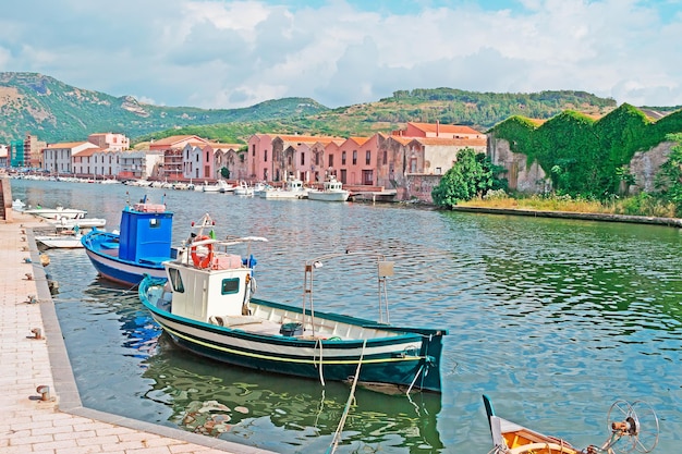 Fischerboote im Fluss Temo Bosa