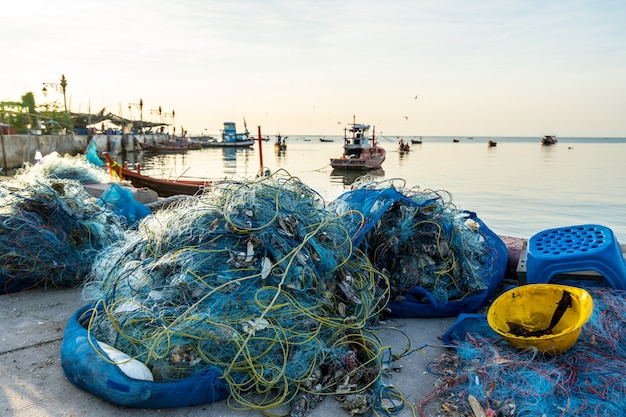 Foto fischernetze für fischer am ufer