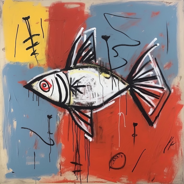 Fischkunst an der Wand Wunderschönes Illustrationsbild Generative KI