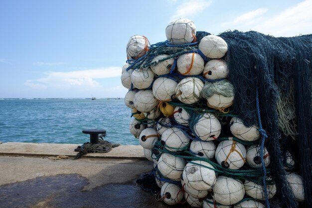 Fischnetz liegt im Hafen