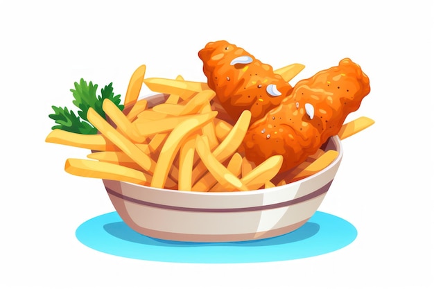 Fish and Chips-Icon auf weißem Hintergrund ar 32 v 52 Job ID 1bbe9e42f3674beb8c495a7f7fdedd1c