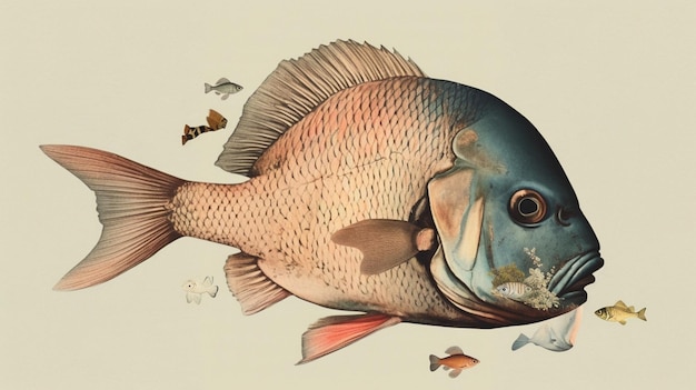 Fish Art contemporânea colagem surrealismo