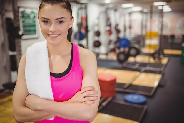 Fit woman smiling at camera