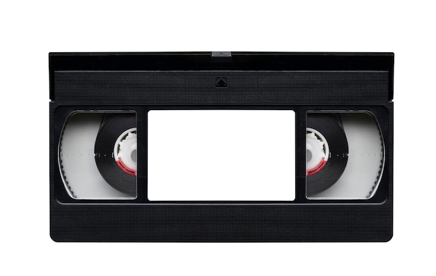 Fita cassete de vídeo VHS isolada em fundo branco