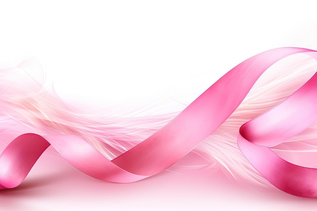 Fita de cetim rosa isolada para a conscientização sobre o câncer de mama