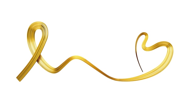 Foto fita de ouro como símbolo da ilustração 3d de conscientização do câncer infantil