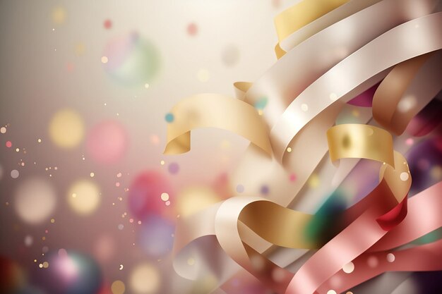 Fitas festivas coloridas ai generativas, destaques coloridos de confete e luzes abas festivas de cartão postal