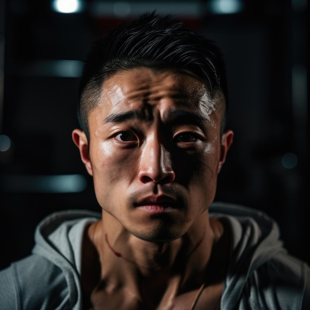 Fitness-asiatischer Mann, der in einem Fitnessstudio trainiert