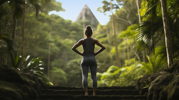 Fitness y bienestar con Yoga en la naturaleza39s Abrazo en fondo transparente PNG Generative Ai