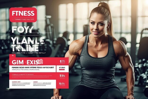 Foto fitness fitness social media timeline cover page design für ihr geschäft online-geschäft digitales poster für den fitness-kurs