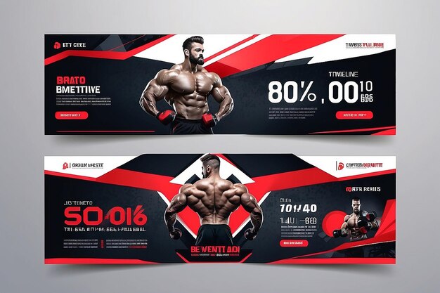 Fitness Fitness Social Media Timeline Cover Page Vorlage Design Training und Übung Verkauf Banner für Bodybuilding-Geschäft