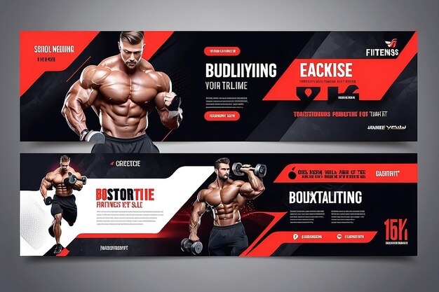 Foto fitness fitness social media timeline cover page vorlage design