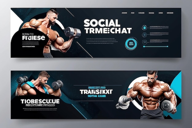 Fitness Fitness Social Media Timeline Design de modelo de página de capa