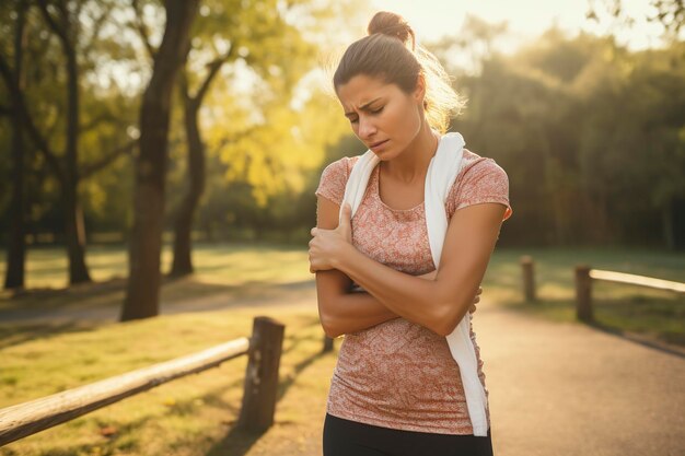 Fitness-Gang einer Frau mit Armverletzung bei einem körperlichen Training