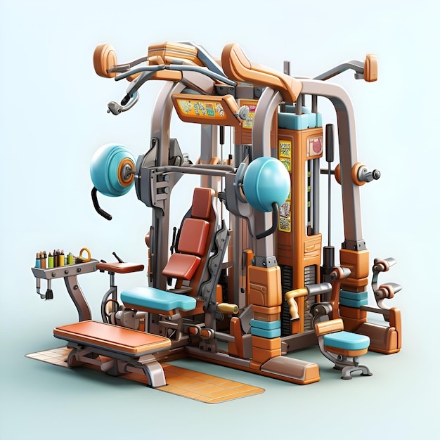 Fitness-Maschine im Stil der neunziger Jahre 3D-Rendering