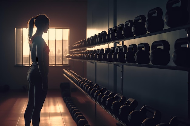 Fitness mujer en gimnasio generar Ai