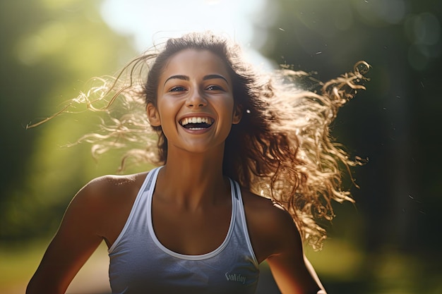 Foto fitness mulher feliz fotográfica