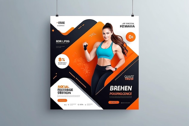 Fitness-Web-Banner-Vorlage Werbebanner für soziale Medien-Post-Vektor-Eps 10