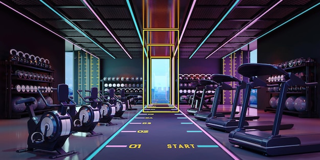 Fitnessstudio Fitnessclub mit Neonlicht