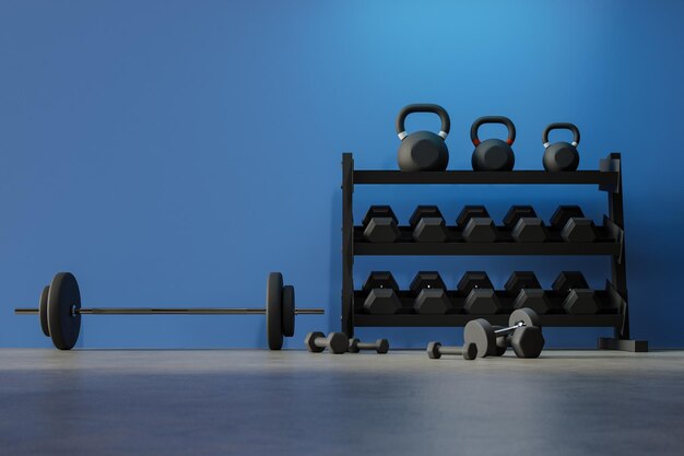 Fitnessstudio Fitnessgeräte Hintergrund 3D-Rendering