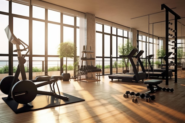 Fitnessstudio zu Hause Inspiration Design professionelle Werbung Fotografie ai generiert