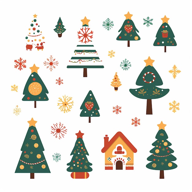 Flach-Design-Weihnachtselement-Sammlung