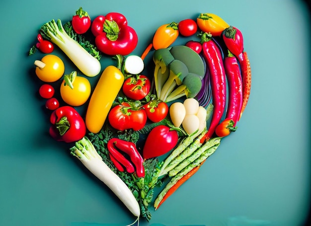 flach liegend, herzförmig und Einkaufstasche und Einkaufstasche, veganer Hintergrund und veganes Logo, Gemüsearrangement, veganer Schriftzug aus Gemüse auf weißem Hintergrund