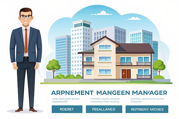 Flach-Stil-Vektor-Zeichen-Illustration Wohnungsmanager