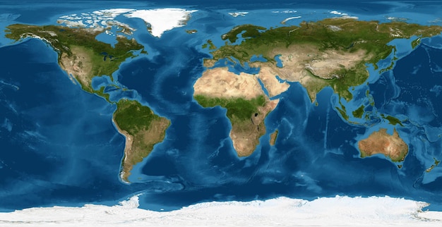 Flache Ansicht der Erde aus dem Weltraum Detaillierte physische Weltkarte auf globalem Satellitenfoto