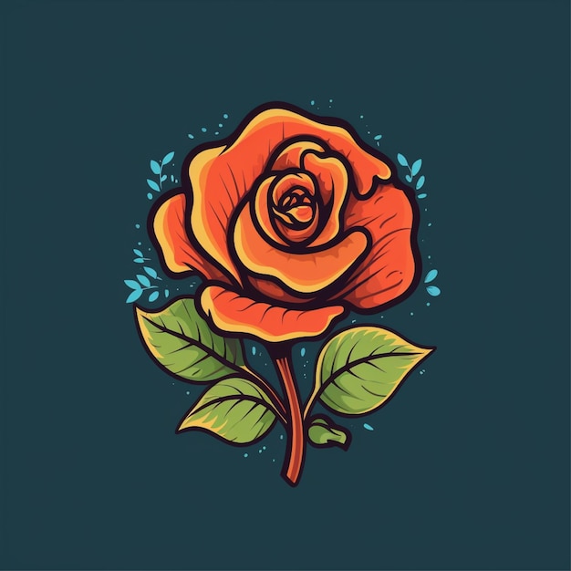 Flache Farbe, Rosenblüten-Logo-Vektor