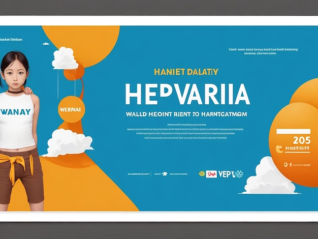 Flache horizontale Bannervorlage zur Sensibilisierung für den Welt-Hepatitis-Tag