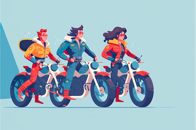 Flache Illustration der Biker-Gang