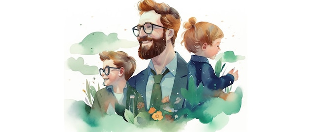 Flache Illustration des Vatertags mit Copyspace Ai Generated