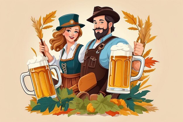 Foto flache illustration für das oktoberfest