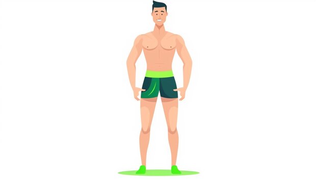 Foto flache illustration männlicher vorbereitungsschwimmhintergrund