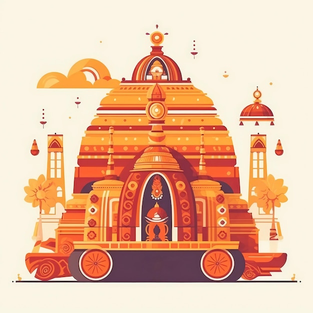 Flache Rath-Yatra-Illustration, generative KI