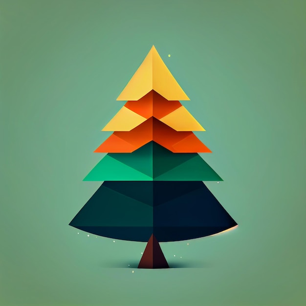 Foto flache weihnachtsbaum-cartoon-tapete modernes flaches design im winter minimalistische wintertapeten